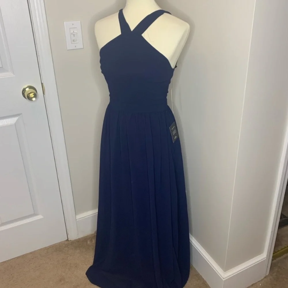 Lulu’s air of romance navy blue maxi formal dress - Picture 2 of 7